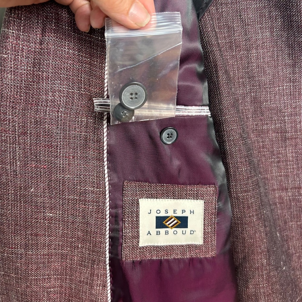 Joseph Abboud Linen blazer 46 S Unstructured heritage Hatch Burgundy Sport Coat - Picture 9 of 13